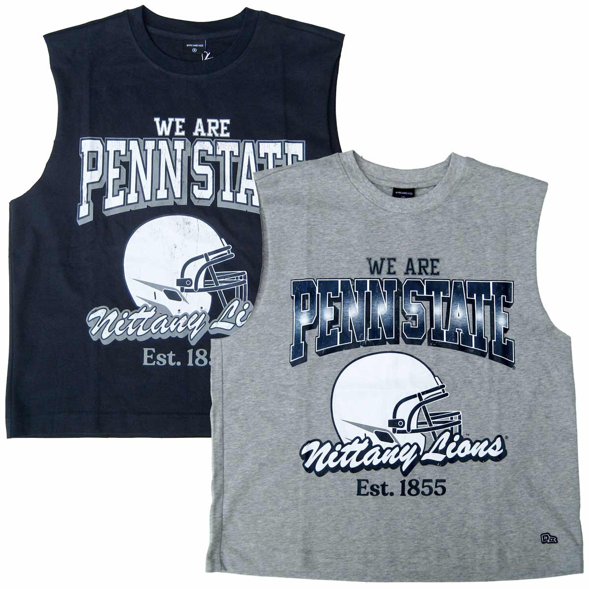 navy and heather gray Hype and Vice muscle tank tops We Are Penn State Nittany Lions